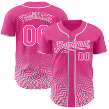 Load image into Gallery viewer, Custom Pink-White Fluid Wave Psychedelic Swirl Authentic Baseball Jersey