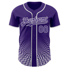 Load image into Gallery viewer, Custom Purple-White Fluid Wave Psychedelic Swirl Authentic Baseball Jersey