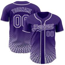 Load image into Gallery viewer, Custom Purple-White Fluid Wave Psychedelic Swirl Authentic Baseball Jersey