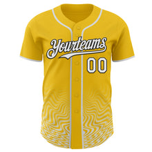 Load image into Gallery viewer, Custom Yellow White-Black Fluid Wave Psychedelic Swirl Authentic Baseball Jersey