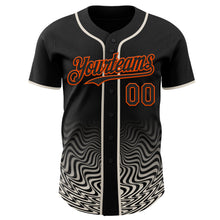 Load image into Gallery viewer, Custom Black Cream-Orange Fluid Wave Psychedelic Swirl Authentic Baseball Jersey