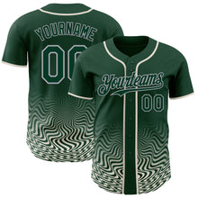 Load image into Gallery viewer, Custom Green Cream-Gray Fluid Wave Psychedelic Swirl Authentic Baseball Jersey