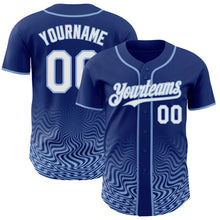 Load image into Gallery viewer, Custom Royal White-Light Blue Fluid Wave Psychedelic Swirl Authentic Baseball Jersey