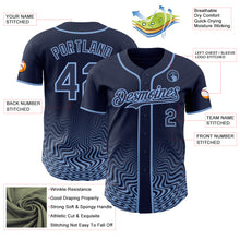 Load image into Gallery viewer, Custom Navy-Light Blue Fluid Wave Psychedelic Swirl Authentic Baseball Jersey