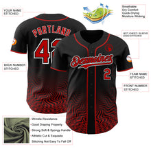 Load image into Gallery viewer, Custom Black Red-White Fluid Wave Psychedelic Swirl Authentic Baseball Jersey