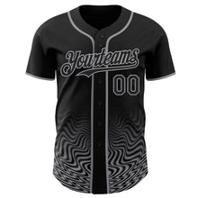 Загрузить изображение в средство просмотра галереи, Custom Black-Gray Fluid Wave Psychedelic Swirl Authentic Baseball Jersey