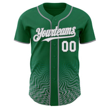 Load image into Gallery viewer, Custom Kelly Green White-Gray Fluid Wave Psychedelic Swirl Authentic Baseball Jersey