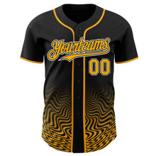 Load image into Gallery viewer, Custom Black Gold-White Fluid Wave Psychedelic Swirl Authentic Baseball Jersey