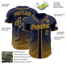 Load image into Gallery viewer, Custom Navy-Gold Fluid Wave Psychedelic Swirl Authentic Baseball Jersey