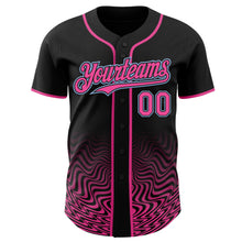 Laden Sie das Bild in den Galerie-Viewer, Custom Black Pink-Light Blue Fluid Wave Psychedelic Swirl Authentic Baseball Jersey