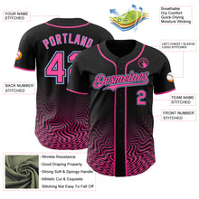 Laden Sie das Bild in den Galerie-Viewer, Custom Black Pink-Light Blue Fluid Wave Psychedelic Swirl Authentic Baseball Jersey