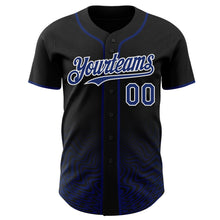 Laden Sie das Bild in den Galerie-Viewer, Custom Black Royal-White Fluid Wave Psychedelic Swirl Authentic Baseball Jersey