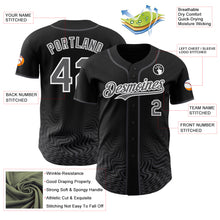 Load image into Gallery viewer, Custom Black Steel Gray-White Fluid Wave Psychedelic Swirl Authentic Baseball Jersey