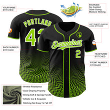 Загрузить изображение в средство просмотра галереи, Custom Black Neon Green-White Fluid Wave Psychedelic Swirl Authentic Baseball Jersey