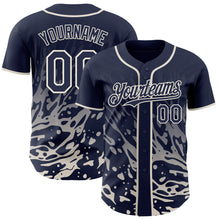 Load image into Gallery viewer, Custom Navy-Cream Fluid Liquid Wave Splatter Authentic Baseball Jersey