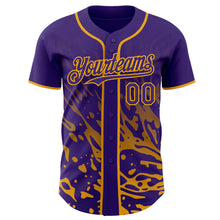Charger l'image dans la galerie, Custom Purple-Gold Fluid Liquid Wave Splatter Authentic Baseball Jersey