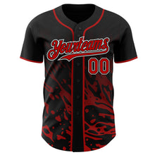 Charger l'image dans la galerie, Custom Black Red-White Fluid Liquid Wave Splatter Authentic Baseball Jersey