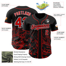 Charger l'image dans la galerie, Custom Black Red-White Fluid Liquid Wave Splatter Authentic Baseball Jersey