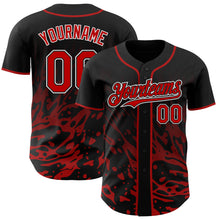 Charger l'image dans la galerie, Custom Black Red-White Fluid Liquid Wave Splatter Authentic Baseball Jersey