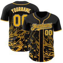 Charger l'image dans la galerie, Custom Black Gold-White Fluid Liquid Wave Splatter Authentic Baseball Jersey