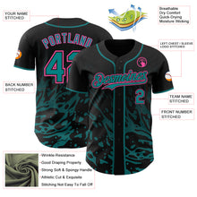 Charger l'image dans la galerie, Custom Black Teal-Pink Fluid Liquid Wave Splatter Authentic Baseball Jersey