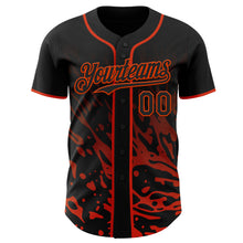 Charger l'image dans la galerie, Custom Black-Orange Fluid Liquid Wave Splatter Authentic Baseball Jersey