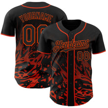 Charger l'image dans la galerie, Custom Black-Orange Fluid Liquid Wave Splatter Authentic Baseball Jersey