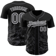 Charger l'image dans la galerie, Custom Black Steel Gray-White Fluid Liquid Wave Splatter Authentic Baseball Jersey