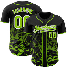 Charger l'image dans la galerie, Custom Black Neon Green-White Fluid Liquid Wave Splatter Authentic Baseball Jersey