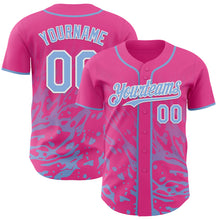 Charger l'image dans la galerie, Custom Pink Light Blue-White Fluid Liquid Wave Splatter Authentic Baseball Jersey