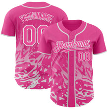 Charger l'image dans la galerie, Custom Pink-White Fluid Liquid Wave Splatter Authentic Baseball Jersey