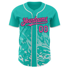 Charger l'image dans la galerie, Custom Aqua Pink White-Navy Fluid Liquid Wave Splatter Authentic Baseball Jersey