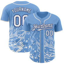 Charger l'image dans la galerie, Custom Light Blue White-Royal Fluid Liquid Wave Splatter Authentic Baseball Jersey