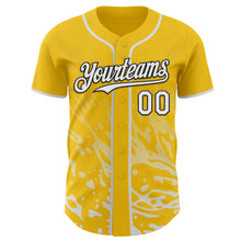 Charger l'image dans la galerie, Custom Yellow White-Black Fluid Liquid Wave Splatter Authentic Baseball Jersey