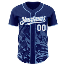 Charger l'image dans la galerie, Custom Royal White-Light Blue Fluid Liquid Wave Splatter Authentic Baseball Jersey