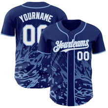 Charger l'image dans la galerie, Custom Royal White-Light Blue Fluid Liquid Wave Splatter Authentic Baseball Jersey