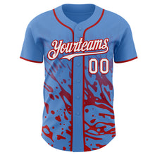 Charger l'image dans la galerie, Custom Powder Blue White-Red Fluid Liquid Wave Splatter Authentic Baseball Jersey