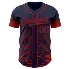 Load image into Gallery viewer, Custom Navy-Red Fluid Wave Splatter Gradient Authentic Baseball Jersey