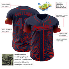 Load image into Gallery viewer, Custom Navy-Red Fluid Wave Splatter Gradient Authentic Baseball Jersey