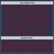 Load image into Gallery viewer, Custom Navy-Red Fluid Wave Splatter Gradient Authentic Baseball Jersey