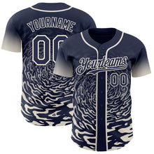 Charger l'image dans la galerie, Custom Navy-Cream Fluid Wave Splatter Gradient Authentic Baseball Jersey