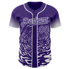 Charger l'image dans la galerie, Custom Purple-White Fluid Wave Splatter Gradient Authentic Baseball Jersey