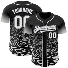 Charger l'image dans la galerie, Custom Black White-Gray Fluid Wave Splatter Gradient Authentic Baseball Jersey