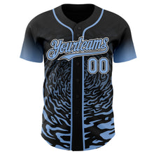 Charger l'image dans la galerie, Custom Black Light Blue-White Fluid Wave Splatter Gradient Authentic Baseball Jersey