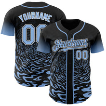 Charger l'image dans la galerie, Custom Black Light Blue-White Fluid Wave Splatter Gradient Authentic Baseball Jersey