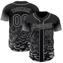 Charger l'image dans la galerie, Custom Black-Gray Fluid Wave Splatter Gradient Authentic Baseball Jersey