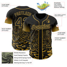 Charger l'image dans la galerie, Custom Black-Old Gold Fluid Wave Splatter Gradient Authentic Baseball Jersey