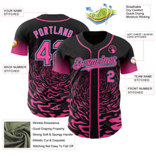 Charger l'image dans la galerie, Custom Black Pink-Light Blue Fluid Wave Splatter Gradient Authentic Baseball Jersey