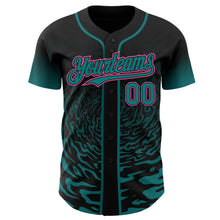 Charger l'image dans la galerie, Custom Black Teal-Pink Fluid Wave Splatter Gradient Authentic Baseball Jersey