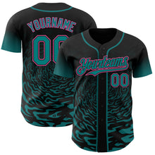 Charger l'image dans la galerie, Custom Black Teal-Pink Fluid Wave Splatter Gradient Authentic Baseball Jersey